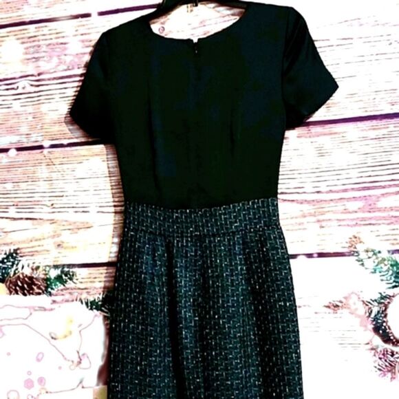 BLACK & BLUE SATIN AND TWEED HOLIDAY PARTY DRESS WOMEN'S 4 - Picture 2 of 7
